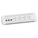 BLOK BIUROWY, 4 GNIAZDA 2P+Z, 3 GNIAZDA RJ45