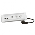 BLOK BIUROWY, 2 GNIAZDA 2P+Z, 2 GNIAZDA RJ45, ŁADOWARKA USB,  PRZEWÓD ZASILAJĄCY Z WTYCZKĄ