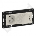 GNIAZDO ŁĄCZONE 2P+Z + USB 1000 MA KREMOWY
