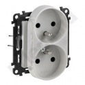 VALENA LIFE GNIAZDO 2  P+Z  Z PRZESŁONĄ DO RAMEK WIELOKROTNYCH ALUMINIUM16 A – 250 V~