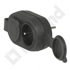 Rozgałęźnik gumowy 2x2P+Z - 16 A - zatyczki IP44