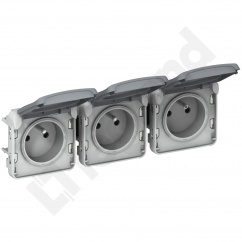 PLEXO55 GNIAZDO POTRÓJNE POZIOME 3X2P+Z SZARE 16A-250V PLEXO55 GNIAZDO POTRÓJNE POZIOME 3X2P+Z SZARE 16A-250V
