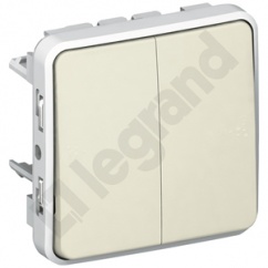 PLEXO55 Przycisk podwójny BIAŁY/ ECRU 10A-250V~ PLEXO55 Przycisk podwójny BIAŁY/ ECRU 10A-250V~