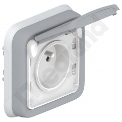PLEXO55 GNIAZDO POJEDYNCZE 2P+Z Z KLAPKĄ SZARE 16A-250V PLEXO55 GNIAZDO POJEDYNCZE 2P+Z Z KLAPKĄ SZARE 16A-250V