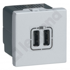 MOSAIC GNIAZDO ZASILAJĄCE 2 X USB 1500 MA - ALUMINIUM MOSAIC GNIAZDO ZASILAJĄCE 2 X USB 1500 MA - ALUMINIUM
