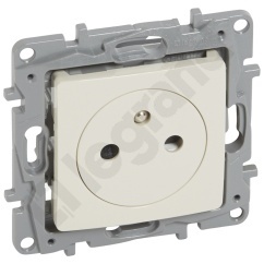 Niloe - Gniazdo 2P+Z płaskie 16 A -250 V~ - z przesłoną, zaciski automatyczne - Kremowe Niloe - Gniazdo 2P+Z płaskie 16 A -250 V~ - z przesłoną, zaciski automatyczne - Kremowe