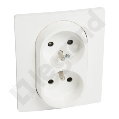 Niloe - Gniazdo 2 x 2P+Z kompaktowe 16 A - 250 V~ - z przesłoną, zaciski śrubowe - Białe Niloe - Gniazdo 2 x 2P+Z kompaktowe 16 A - 250 V~ - z przesłoną, zaciski śrubowe - Białe