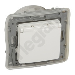 Niloe - Gniazdo 2P+Z - IP44 16 A - 250 V~ - z przesłoną, zaciski automatyczne - Białe Niloe - Gniazdo 2P+Z - IP44 16 A - 250 V~ - z przesłoną, zaciski automatyczne - Białe